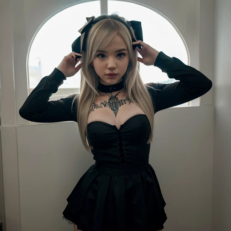 Dove Cameron dressed as an emo girl