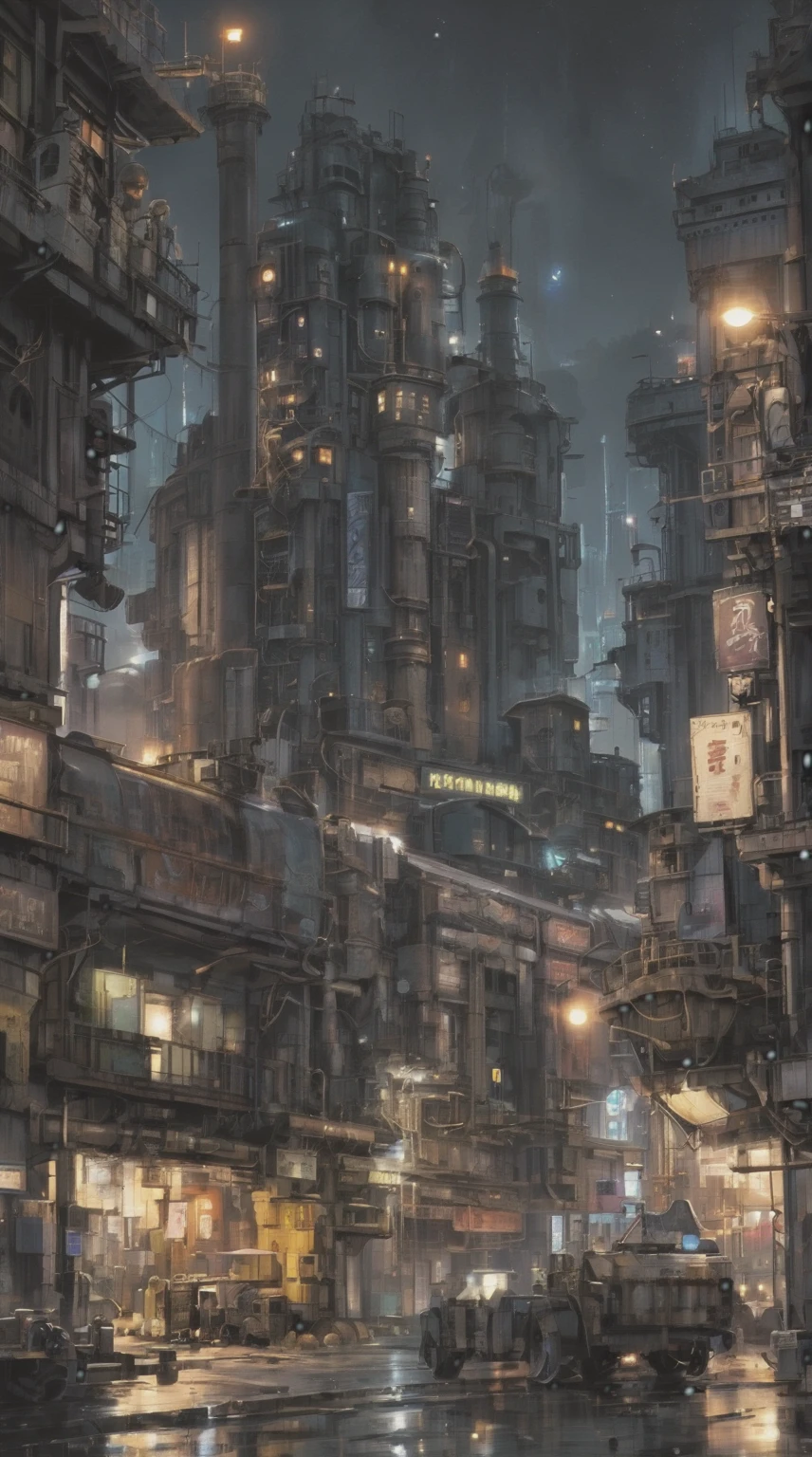 mundo basura, Fancy, wonderous Fancy city beyond the beginning of reality, midnight, industrial