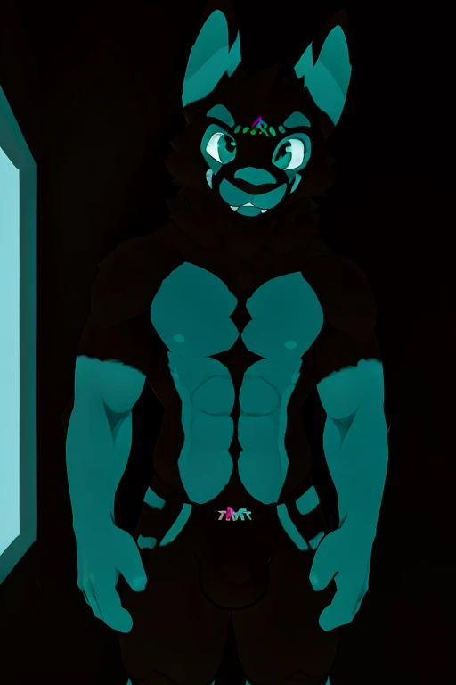 Rufest , standing, big chest, day, sexy, sensual, detailed, uploaded to e621, beautiful and detailed portrait of an anthropomorphic Rufes, ((male ))) kenket, Ross Tran, ruan jia, uploaded to e621, zaush, foxovh, movie lighting, basement, looking directly at viewer, thicc, alone, dominant , lost eyesight, luminous eyes, view from above, muscular toned, muscles, muscular build, with a slight bulge in his pants, Rufes