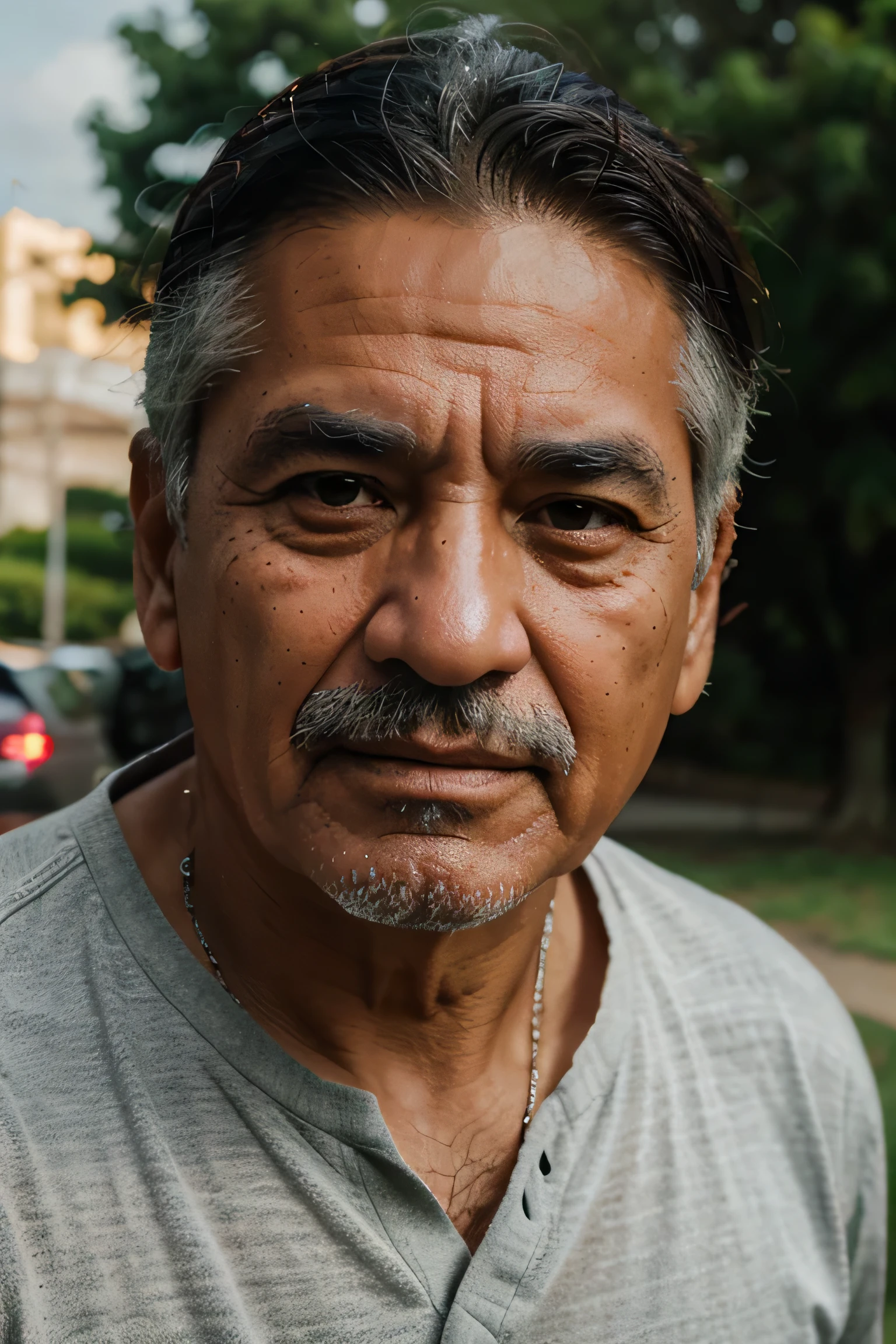 Create an image, old Mexican Latino man, His face in front of the camera. In the background a park. Ultra-realistic quality. Ultra-realistic quality. Calidad ultrarealista Ultra-realistic quality. Ultra-realistic quality, Super-Resolution, Megapixel, Anti-Aliasing, Photorealistic, ultra photoreal, ultra- detailed, intricate details,8K, Super detailed , Full color, Volumetric lightning, HDR, Realistic, Unreal Engine, 16K, Sharp focus--v testp
