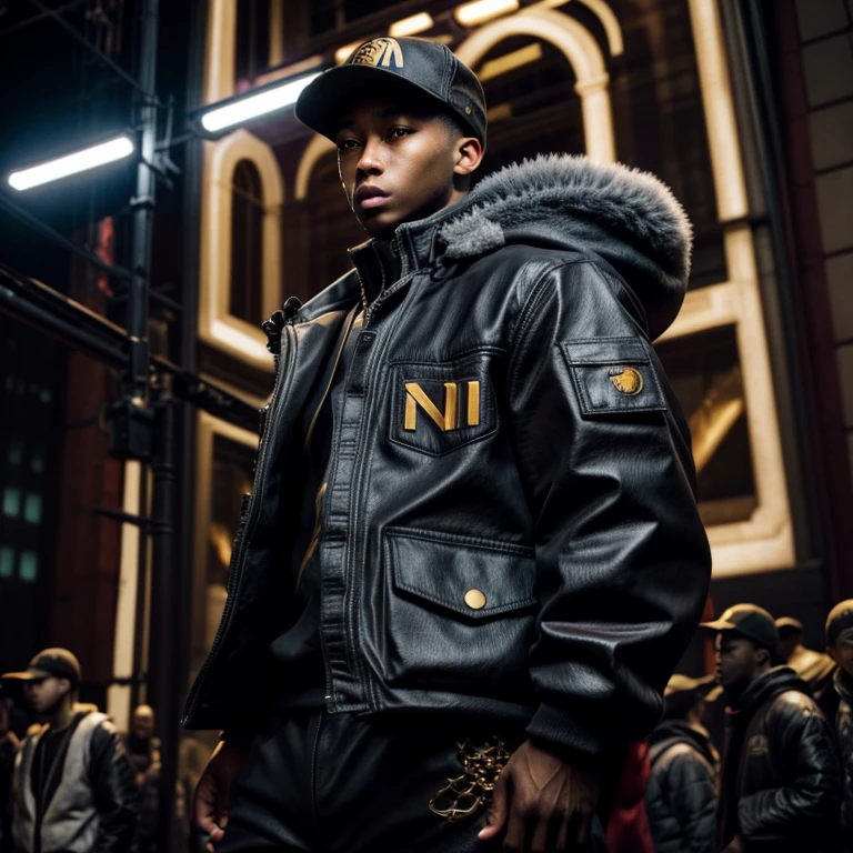 An anime crew film scene titled “Children of the scorn”, with men and women, group of people, more than one person,African American, hip hop influenced, cinematic photo style, warriors, ninja inspired, carhartt style jackets, 50 Cent energy, Rhea Ripley energy, muscular, athletic, warriors of strength, confidence, honor, calm, competent, ambitious, godly essence, divine presence, long hair, short hair, mini Afro, city outside, 4k photo, 8 k photo, high quality, art, luxurious city vibe, north face jackets, movie project, NY