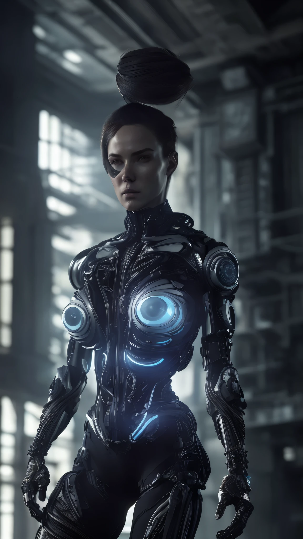 "ultrarealistic, characters design, 8k image, denoise, richly detailed technologic clothes, eyes cyborg, meticuly colored, sophisticated shapened ilustration of extremely strong muscular body of phantom force agent, on cinematic 8k visual efects, the body is completly symetric from head to toe"