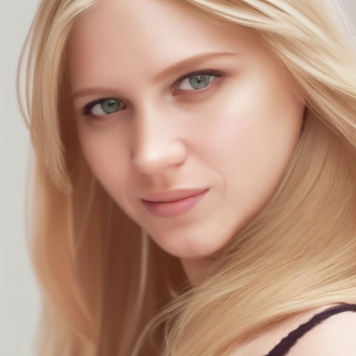 Create a photorealistic portrait that meticulously captures the likeness of a single woman's face from the provided reference image. priority-enhancement:face-focused_high-quality, photo of an attractive blond woman with long hair, looking at the camera, portrait photography, in the style of studio lighting, shot on Hasselblad 500 C/M --ar 73:128 --stylize 750o