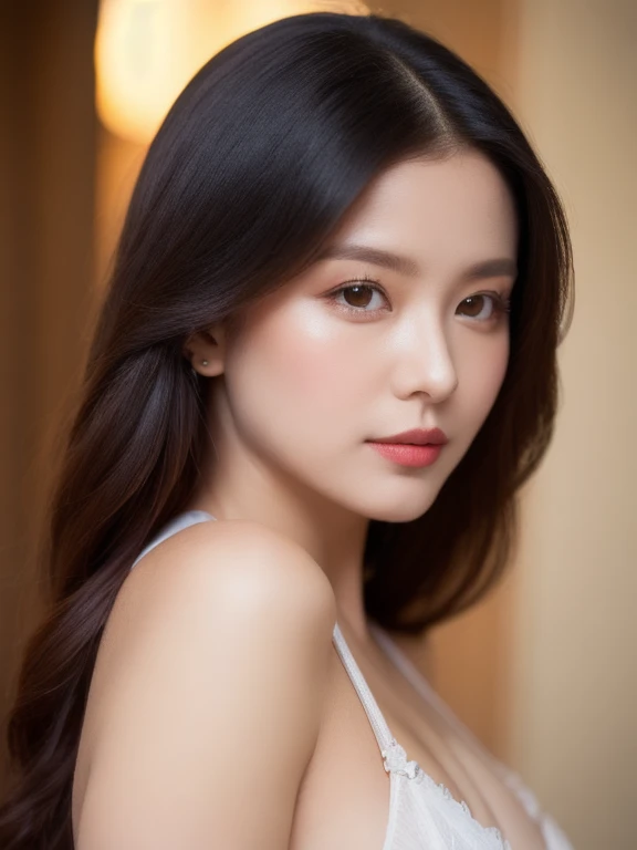 (realistic、masterpiece、Best Quality、8K、highres、high resolution:1.3)、1 girl、Huge breasts、white bikini、pale white skin、looking at viewers、super fine face and eyes、long hair、indoor、 upper body、