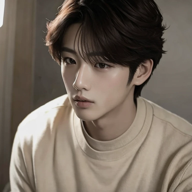 (masterpiece, best quality:1.2), (masterpiece, best quality:1.2), handsome Idol Kpop, soft light, magnificent face, majestic face, ethereal face, 1men, 1person, solo men