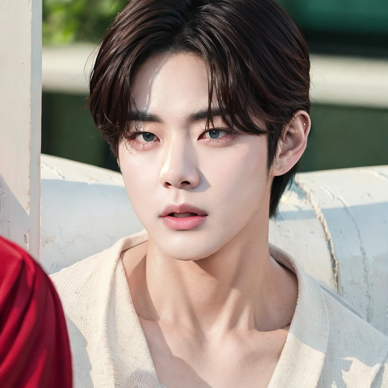 (masterpiece, best quality:1.2), (masterpiece, best quality:1.2), Kim Taegyung, V(BTS), a handsome Idol Kpop, soft light, magnificent face, majestic face, ethereal face, 1men, 1 person, solo men, ((masterpiece )), (top quality), (best quality), ((ultra-detailed, 8k quality)), Aesthetics, Cinematic lighting, (detailed line art), (best composition), (high-resolution),