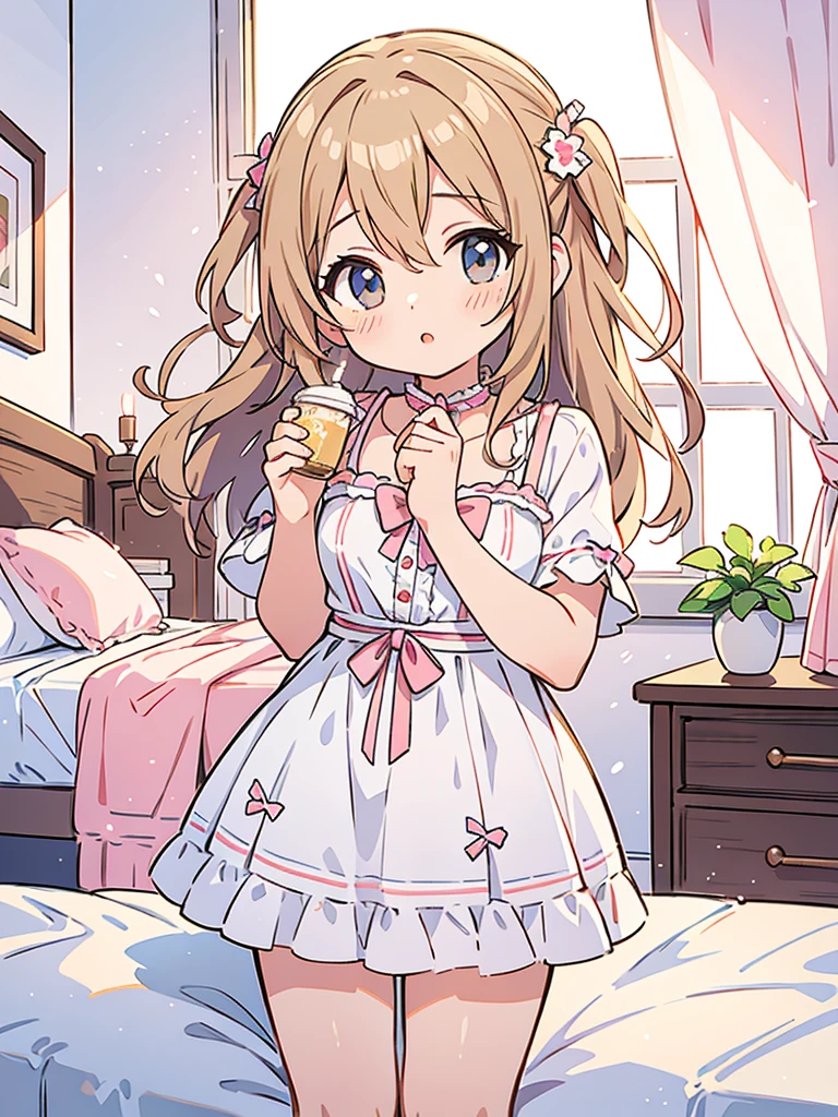 beautiful illustration, best quality, cute girl, bedroom, pastel color, idolmaster-millionlive