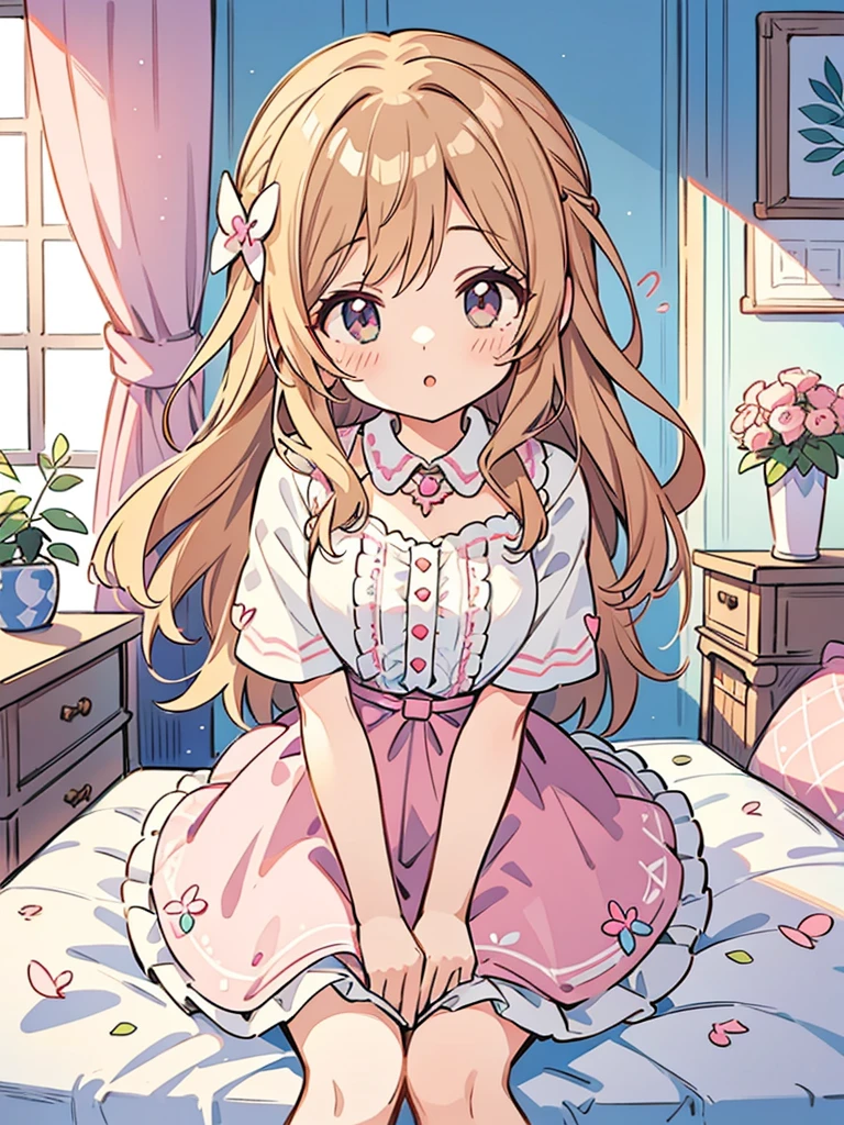 beautiful illustration, best quality, cute girl, bedroom, pastel color, idolmaster-millionlive