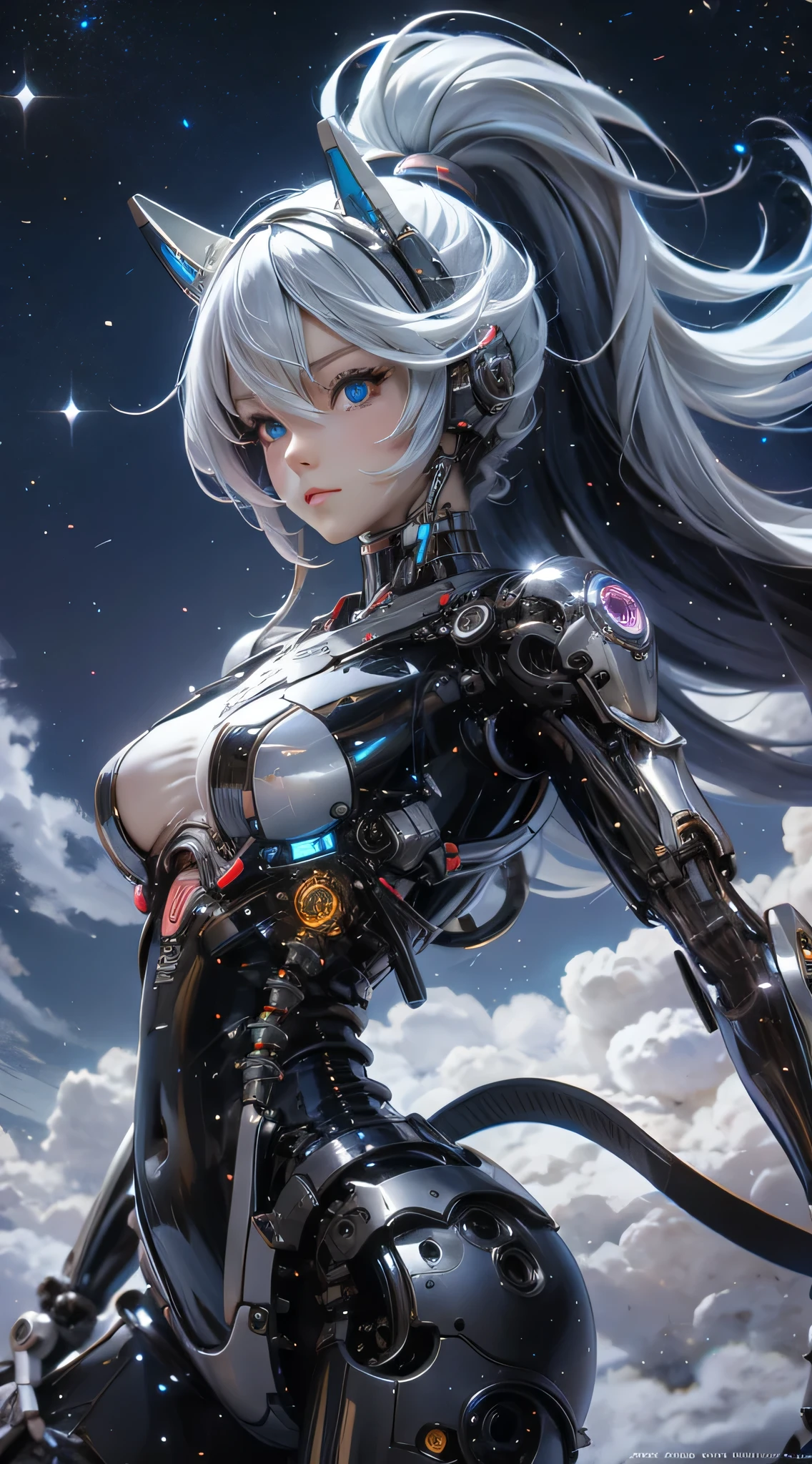 anime,High resolution,clear sky,woman,mechanical woman,armed,nostalgic,universe