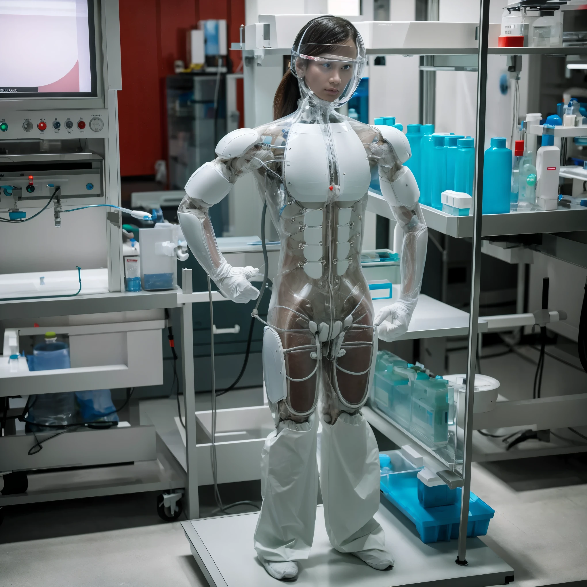 Laboratory human body compression device、danger、Human experimentation、from the whole、grotesque、super compressed human、Dal E2、超A high resolution、RAW image quality