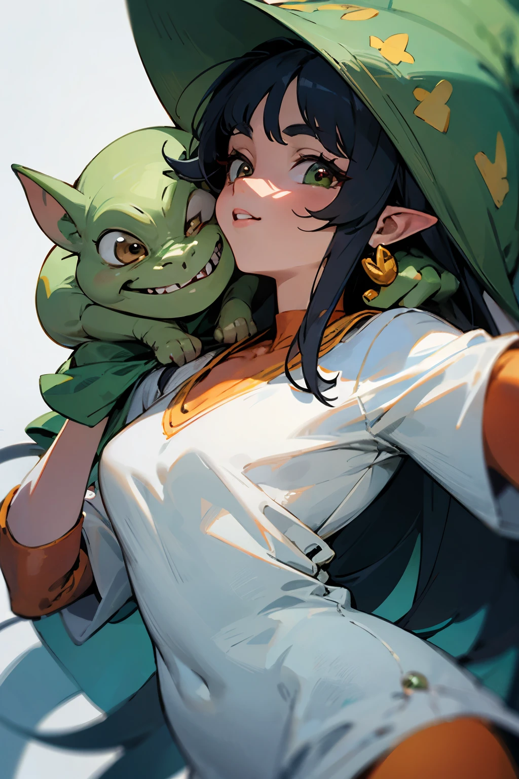 goblin de color verde con melena de leon color blanco