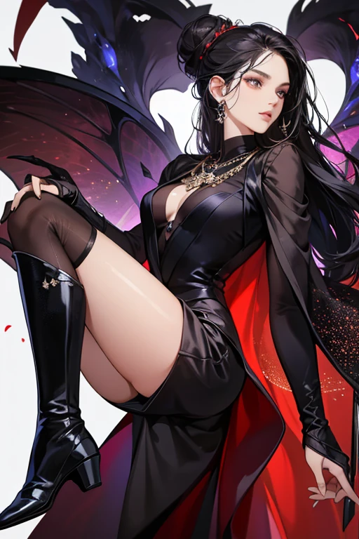 Anime girl with sword and bat flying in the air, Succubus, demon male, djinn man male demon, demon boy, male djinn man demon hybrid, Demoness, Devil Hero, succubus in tight short dress, human male demon, mika kurai demon, a beautiful succubus, tiefling, man male demon, Full Body Savage Devilman