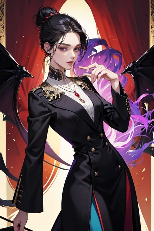 Ms. Abadeer is a tall, slender woman with dark brown skin and straight, black hair worn in a bun. She shares many design elements with Hunson Abadeer: a dark purple suit, red cowboy boots, high cheekbones, a widow's peak, and jerky, peculiar movement. She also wears a necklace that resembles the head of Hunson's demon form. SPARKLE; GLITTER