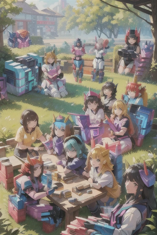 masterpiece,
highest quality,
(Woman Cybertron),
(The face is a cute human female face),
Happy,
lively,
colorful,
maintenance shop,
maintenance,
square,
背景の整備中のWoman Cybertron,
sitting,
multiple,
Woman Cybertron, (6+Woman Cybertron:1.9).