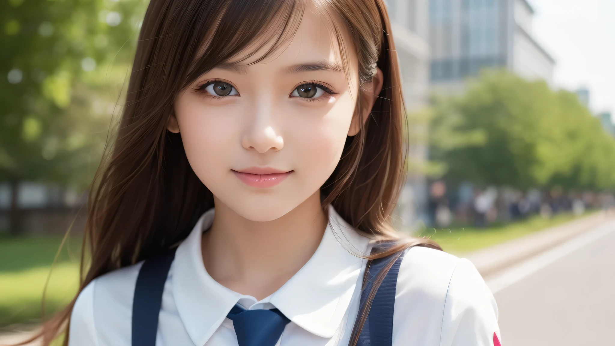 (1girls), beautiful face, Amazing face and eyes, delicate, (Best Quality:1.4), (Ultra-detailed), (extremely detailed beautiful face), (princess hair cut style), cute smile, brown eyes, (highly detailed Beautiful face), (short sleeves school uniform:1.3), (extremely detailed CG unified 8k wallpaper), Highly detailed, High-definition raw color photos, Professional Photography, Realistic portrait, evening, Extremely high resolution, modern, trendy, fashionable, school, (Running:1.3), (No expression), serious expression