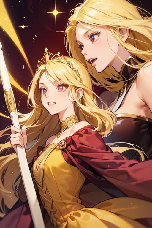 Lamprey Princess has blonde, shoulder-length hair. Her skin is a tan color and she most often wears a maroon dress. Her mouth consists of a spiraled row of sharp teeth, similar to actual lampreys. SPARKLE; GLITTER