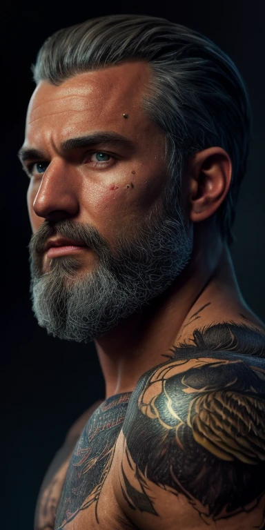 a handsome guy, 16k, Ultra HD, HDR, (artwork: 1.5), (Best quality: 1.5), beautiful face, Shirtless, shiny hair, (high detailed skin: 1.2), (Best quality: 1. 5 ), full body, muscular, fit, hairy, very muscular male body, intricate, highly detailed, art station, sharp focus, illustration, detailed, HDR. --air 9:16, Alone, Backlit, (glow effects:1. 1), (by Anne Stokes), 16k, Ultra HD, HDR, (artwork:1. 5), (Best quality:1. 5), Candid Cinema RAW, 16mm, ((graded color 400 portra film)) ((remarkable color)), (ultra realistic), textured skin, remarkable detailed pupils, ((realistic dull skin noise)), ((detail visible skin)), ((skin fuzz)), (dry skin) shot with cinema camera, digital art, glow effects, hand drawn, r8k, octane rendering, cinema 4d, blender, dark, atmospheric 4k ultra detailed, sensual cinematic, sharp focus, humorous illustration, large depth of field, artwork, colors, 3d octane rendering, conceptual art, trending on art station, hyperrealistic, vivid colors, model shoot style, (extremely detailed CG unity 8k wallpaper),, high detail