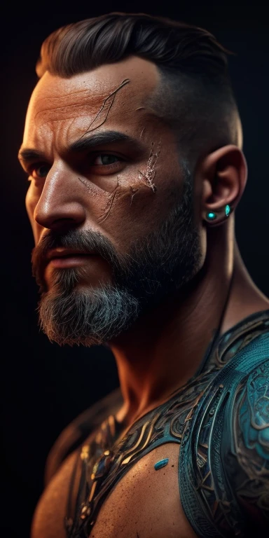 a handsome guy, 16k, Ultra HD, HDR, (artwork: 1.5), (Best quality: 1.5), beautiful face, Shirtless, shiny hair, (high detailed skin: 1.2), (Best quality: 1. 5 ), full body, muscular, fit, hairy, very muscular male body, intricate, highly detailed, art station, sharp focus, illustration, detailed, HDR. --air 9:16, Alone, Backlit, (glow effects:1. 1), (by Anne Stokes), 16k, Ultra HD, HDR, (artwork:1. 5), (Best quality:1. 5), Candid Cinema RAW, 16mm, ((graded color 400 portra film)) ((remarkable color)), (ultra realistic), textured skin, remarkable detailed pupils, ((realistic dull skin noise)), ((detail visible skin)), ((skin fuzz)), (dry skin) shot with cinema camera, digital art, glow effects, hand drawn, r8k, octane rendering, cinema 4d, blender, dark, atmospheric 4k ultra detailed, sensual cinematic, sharp focus, humorous illustration, large depth of field, artwork, colors, 3d octane rendering, conceptual art, trending on art station, hyperrealistic, vivid colors, model shoot style, (extremely detailed CG unity 8k wallpaper),, high detail