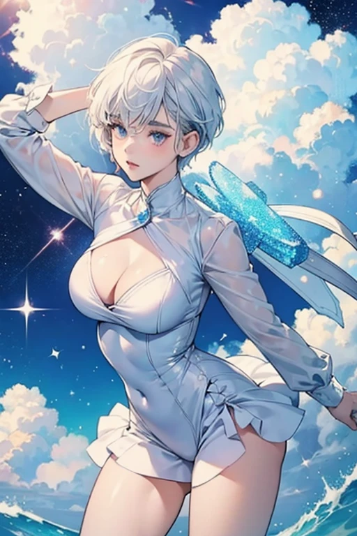 Lauren is a normal female Cloud Person with short hair. Her body is made out of cloud and is curvy. SPARKLE; GLITTER