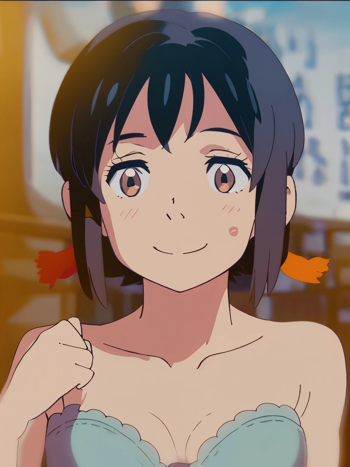 best quality、High resolution、Detailed background、Beautiful and detailed face、beautiful smooth skin、texture、professional lighting、fair十幾歲的女孩、fair 、medium breast、spa、White Thin Strapless Bra、White thin underwear、Soaked all over、
campus trip、Touch one jokingly'Body、sexual expression、laughter、Smile、展示整个Body