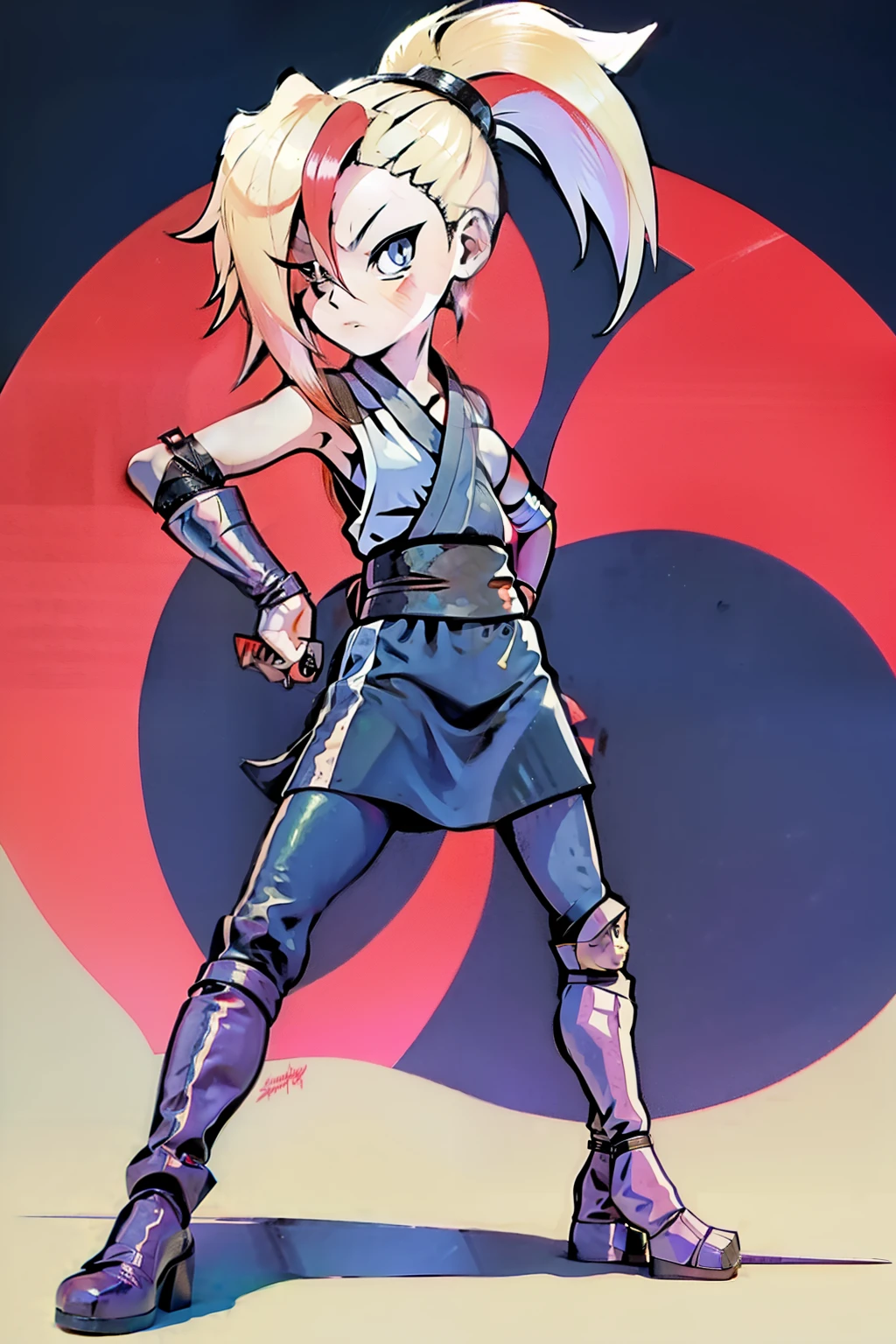 Kunoichi woman, holdina a giant katana, a perfect giant katana, standing pose, cute pose, ultra long hair