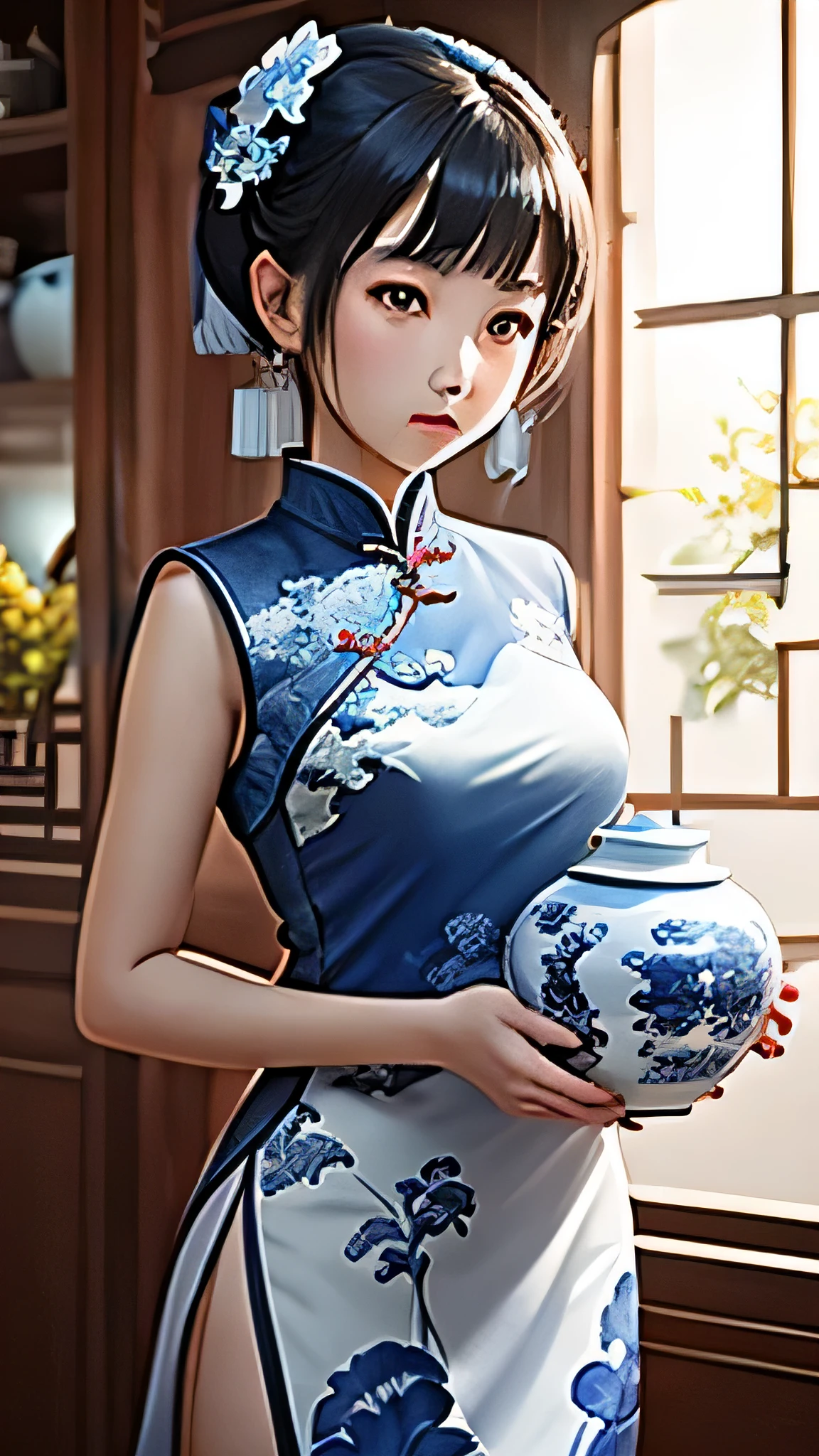 Blue and white porcelain vase
