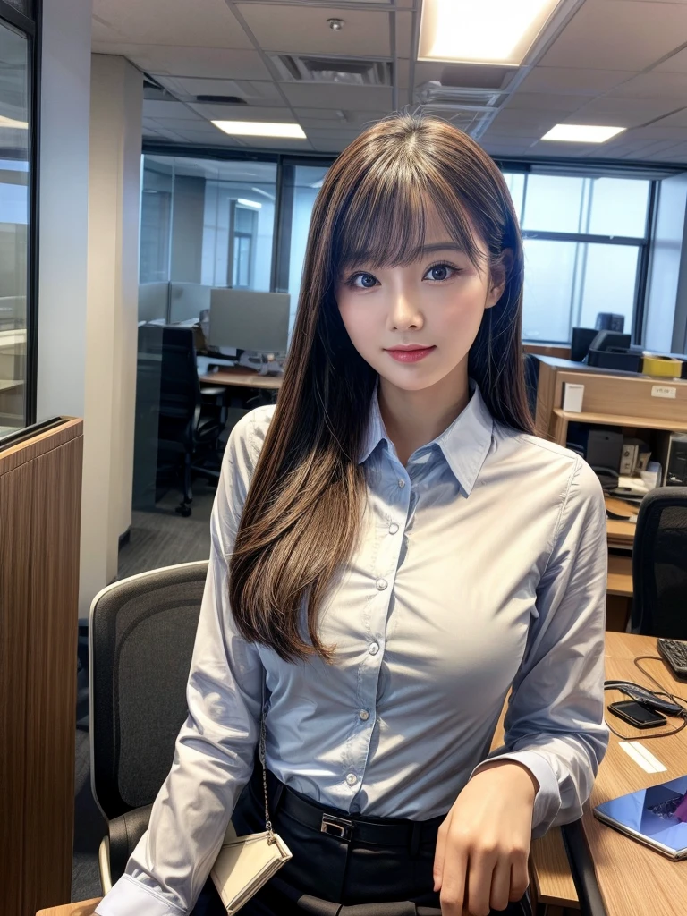 Look at me,smart and beautiful secretary,In the office -- automatic