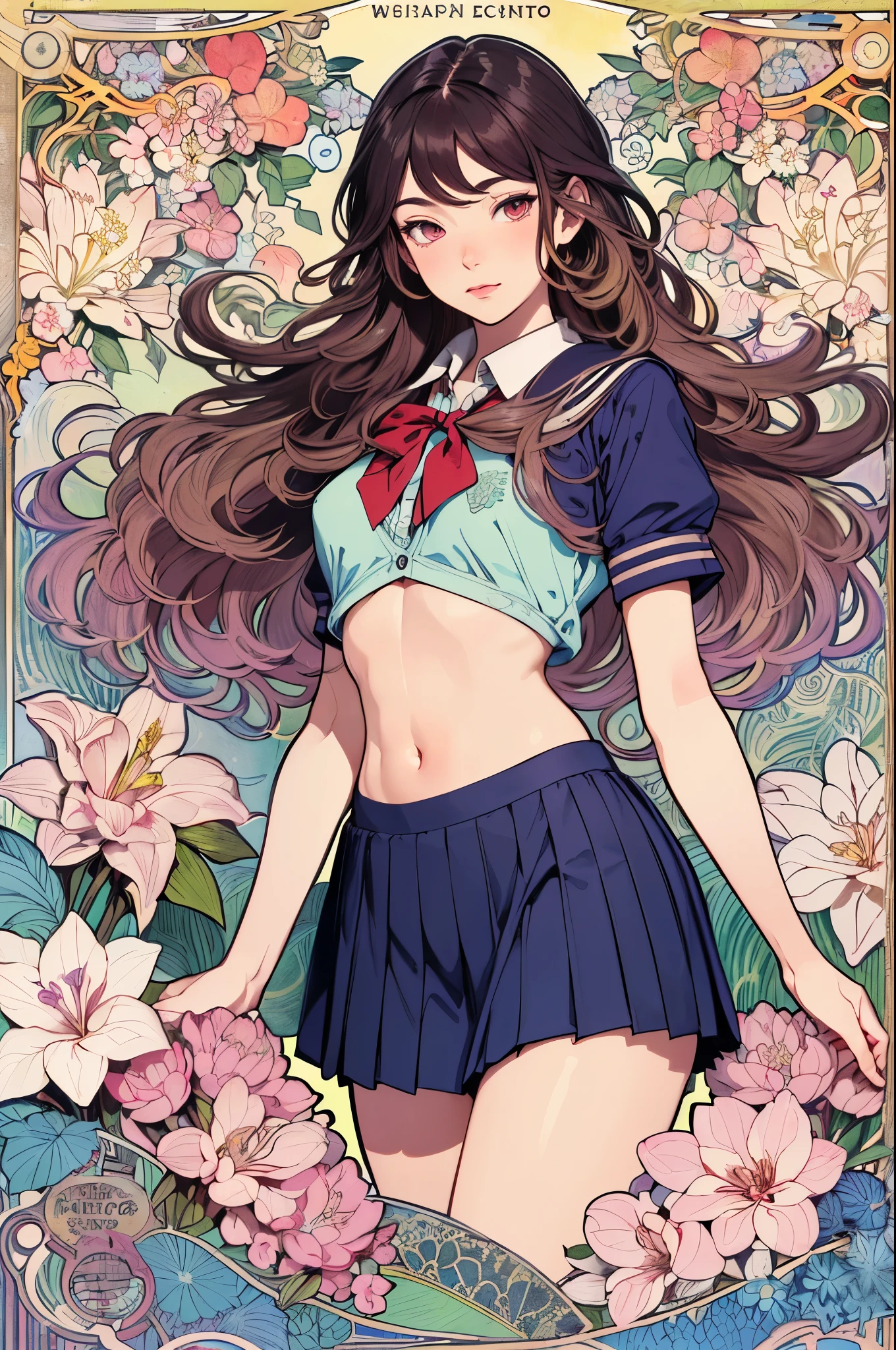 A close up of a woman in a short skirt and a shirt - SeaArt AI