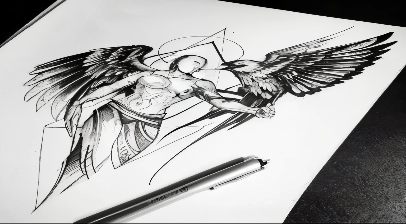 a drawing of a bird with a human body and wings, desenho de tatuagem sketch, concept desenho de tatuagem, desenho de tatuagemes, tattoo sketch, desenho de tatuagem, realism desenho de tatuagem, sketch art, medium sized desenho de tatuagem, desenho com tinta, desenho de tatuagem, ✏️🎨, impressionante trabalho de linha, hyper - realistic desenho de tatuagem, desenho legal, art sketch, Amazing line work, artistic design
