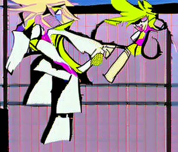 Butters Stotch run leg shake in Bathroom, Angry, Scornful eye, Style of Panty and Stocking