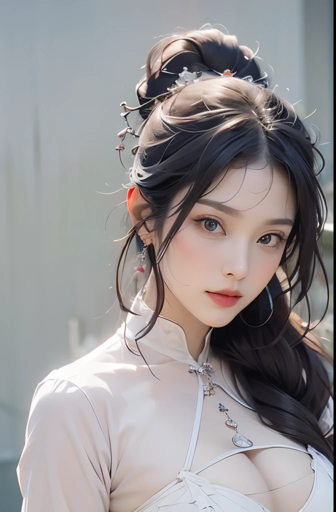 ((top quality、8K、masterpiece: 1.3))、beautiful woman、Highly detailed facial and skin textures、top quality、masterpiece、ultra high resolution，(Realism:1.4)，Hanfu