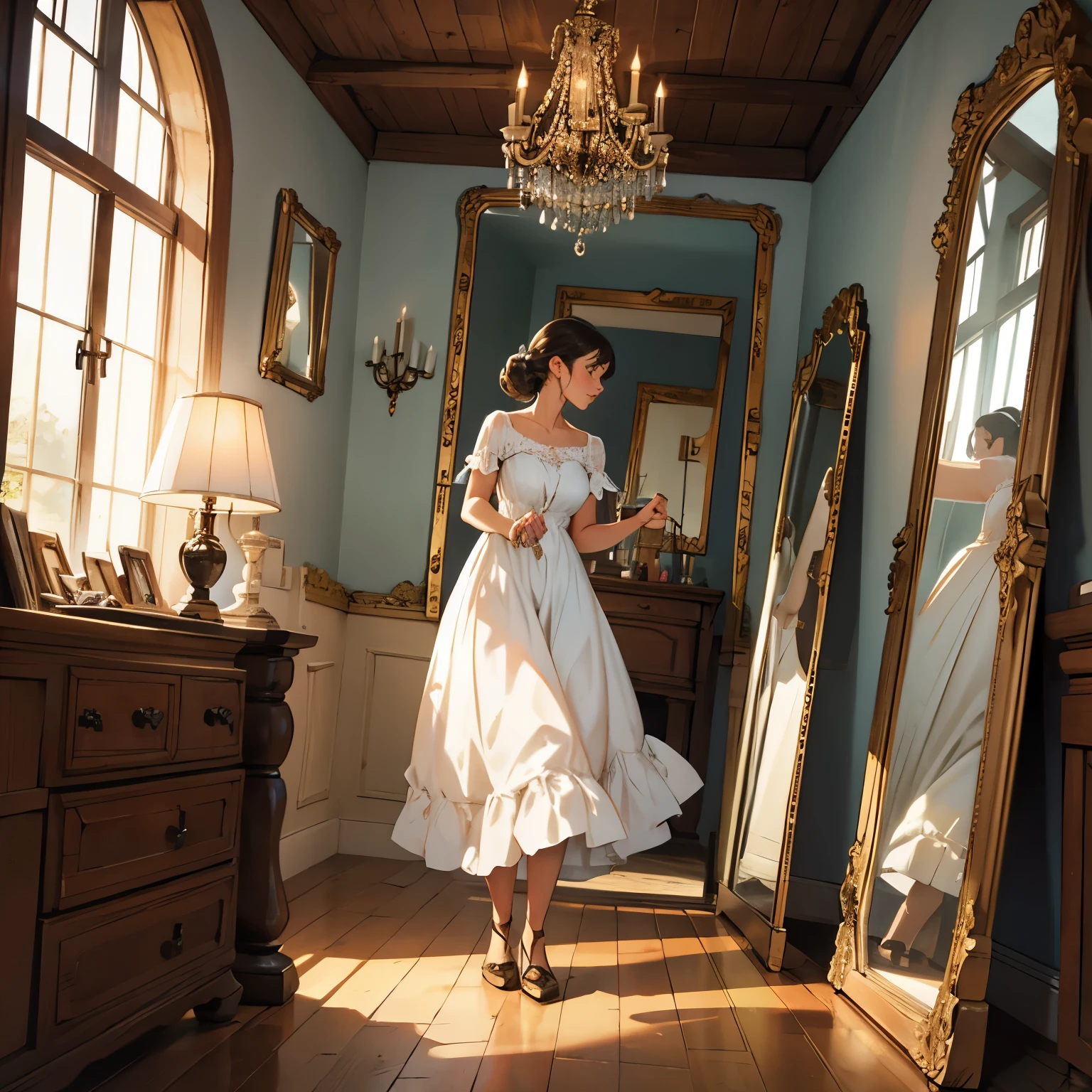 Woman finds antique mirror in the attic of her house.