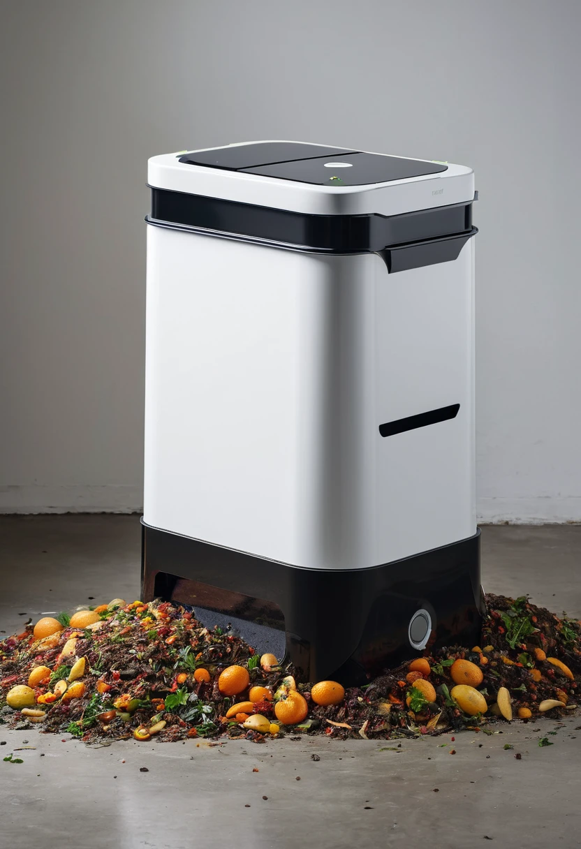 A minimalist food crusher robot that makes compost from crushed food