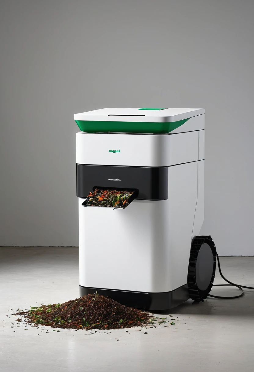 A minimalist food crusher robot that makes compost from crushed food