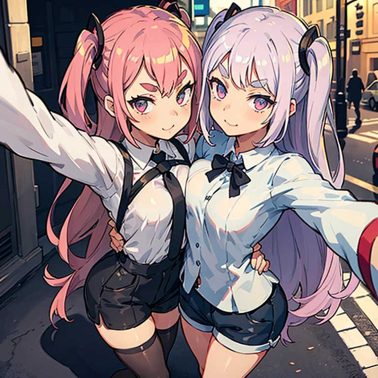 anime characters are posing for a picture in front of a picture, 2 d anime style, digital art from danganronpa, in anime style, anime art style, kantai collection style, anime styled, modern anime style, very modern anime style, zerochan art, epic anime style, in an anime style, anime artstyle, anime girls, UHD, ccurate, high quality, high details, best quality, highres, HD, 16k