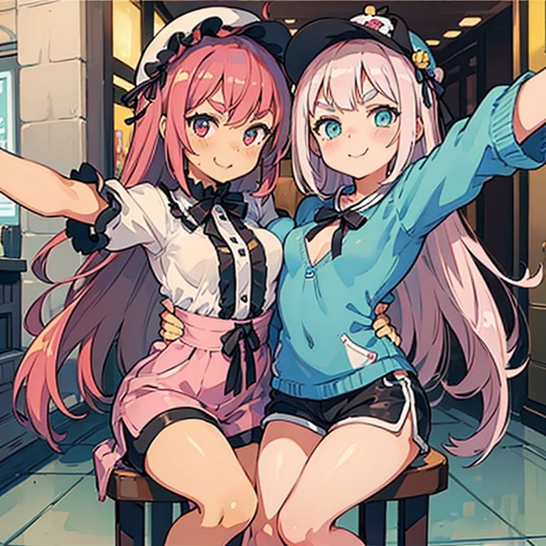 three anime girls sitting on a bench with their feet up, feet posing, high quality fanart, detailed legs looming over you, ecchi anime style, [ digital art ]!!, anime girls, ddlc, soft anime, kawaii hq render, official fanart, r /art, hanayamata, r / art, r/art, detailed legs, bare legs, mini skirt, lift skirt, random hair, maid uniform, spread legs, visible panties, sexy panties