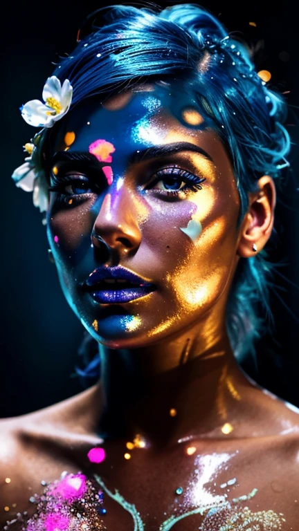 A stunning intricate full color portrait of a female model with blond hair, wearing a white shirt covered in paint, epic character composition, sharp focus, bright natural lighting, subsurface scattering, f2, 35mm
 <lora:PaintSplashV1:0.5> 11paint65splash99, (freckles:0.8), (lips parted), realistic eyes, POV, realistic[:, (film grain, 25mm, f/1.2, dof, bokeh, beautiful symmetrical face, perfect sparkling eyes, well defined pupils, high contrast eyes, ultra detailed skin, skin pores, vellus hair, fabric stitching, fabric texture, finely detailed features:1):0.9]