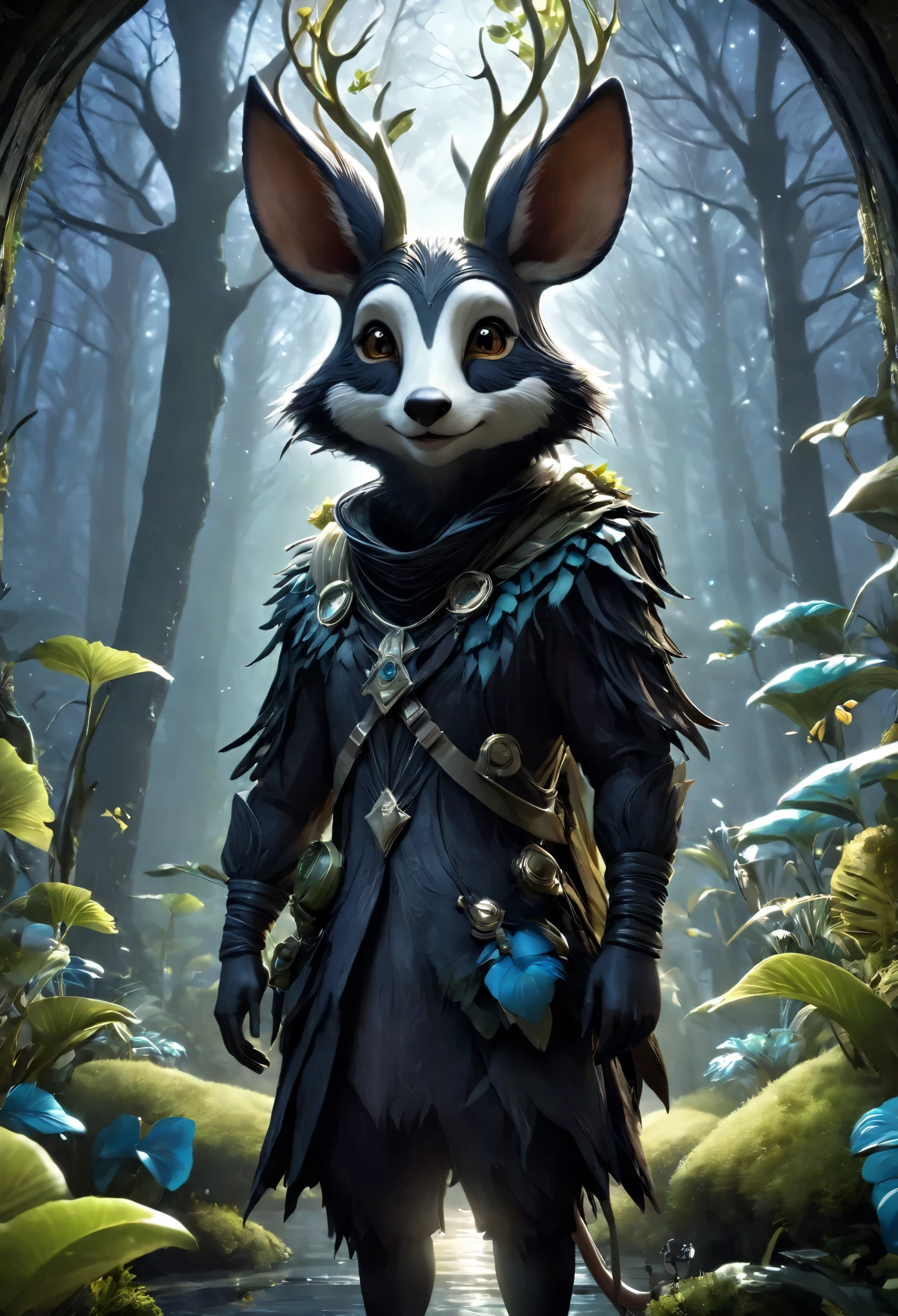 ((anthropomorphic animals:1.5)), ((Create images of anthropomorphic animals, animals with unique human characteristics. Experiment with animal species and artistic styles to bring unique and endearing characters to life.:1.4)). ((Imaginative scene)),((perfect, meticulously detailed:1.3)), impeccable details, ((full plan: 1.4)), ((Best quality)), ((Masterpiece)), 3d, (hyper detailed: 1.6), ((epic scenario: 1.3)), ((night background: 1.3 ))), (((the darkness of space:1.2 )) ), (photorealistic: 1.4), ((Frontal camera) ),( ( Low light night movie lighting: 1.2)).32k.