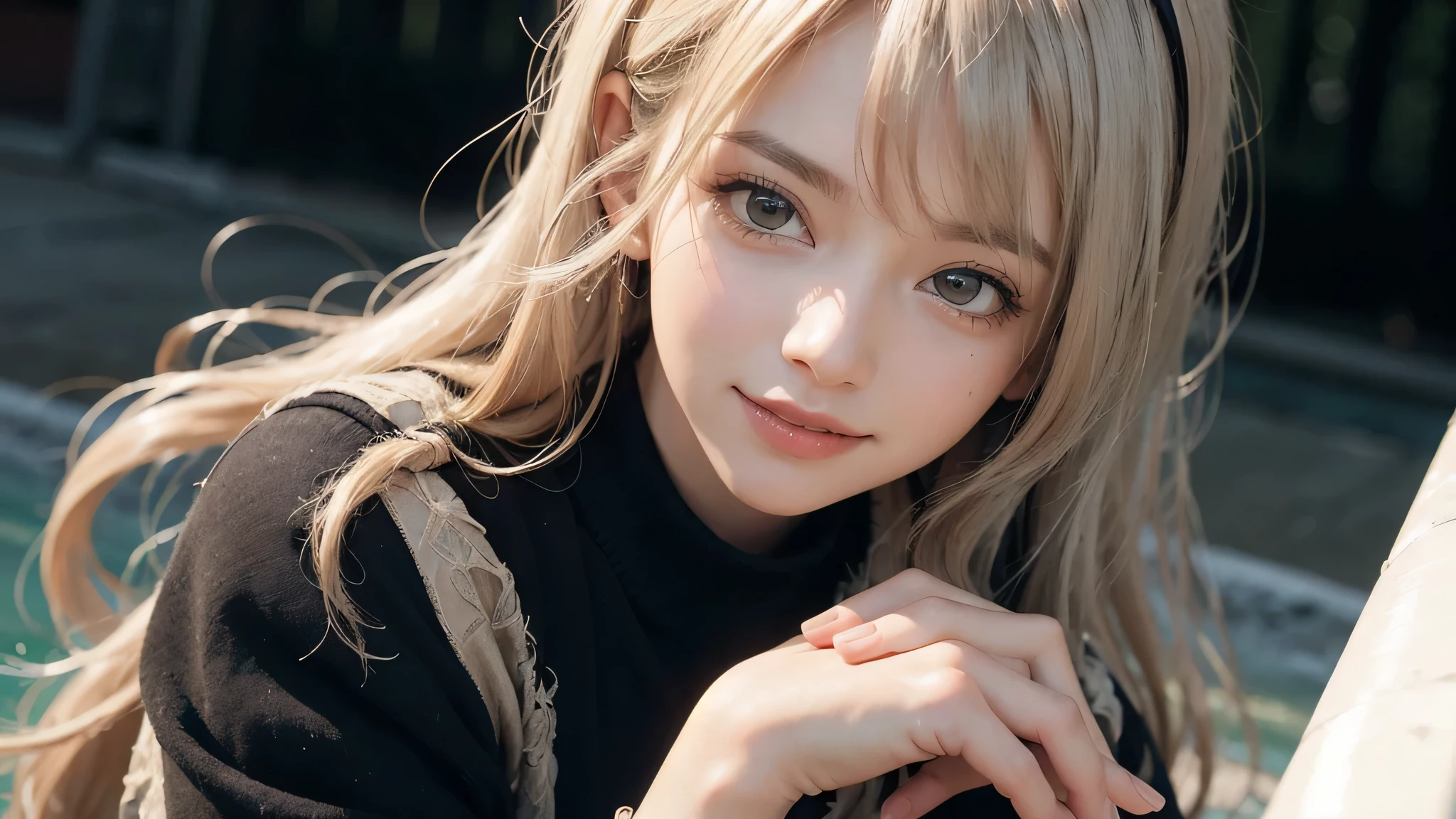 RAW photo, ((extreme beauty portrait))), (Shiny smooth glossy skin)),  pretty beautiful girl, (Glossy bright platinum blonde)), beautiful bangs, [High resolution shining light blue eyes], silky thin hair, super long straight hair, eyeliner, beautiful bangs, fluttering hair, smile, ((masterpiece, 最high quality, Super detailed, film light, intricate details, High resolution, 8K, very detailed)), detailed background, 8K uhd, Digital single-lens reflex camera, soft light, high quality, film grain, Fujifilm XT3, shallow depth of field, Natural light, (perfect hands), Sexy and perfect beautiful face, big breasts, , sailor suit, realistic,(Lie:1.3)