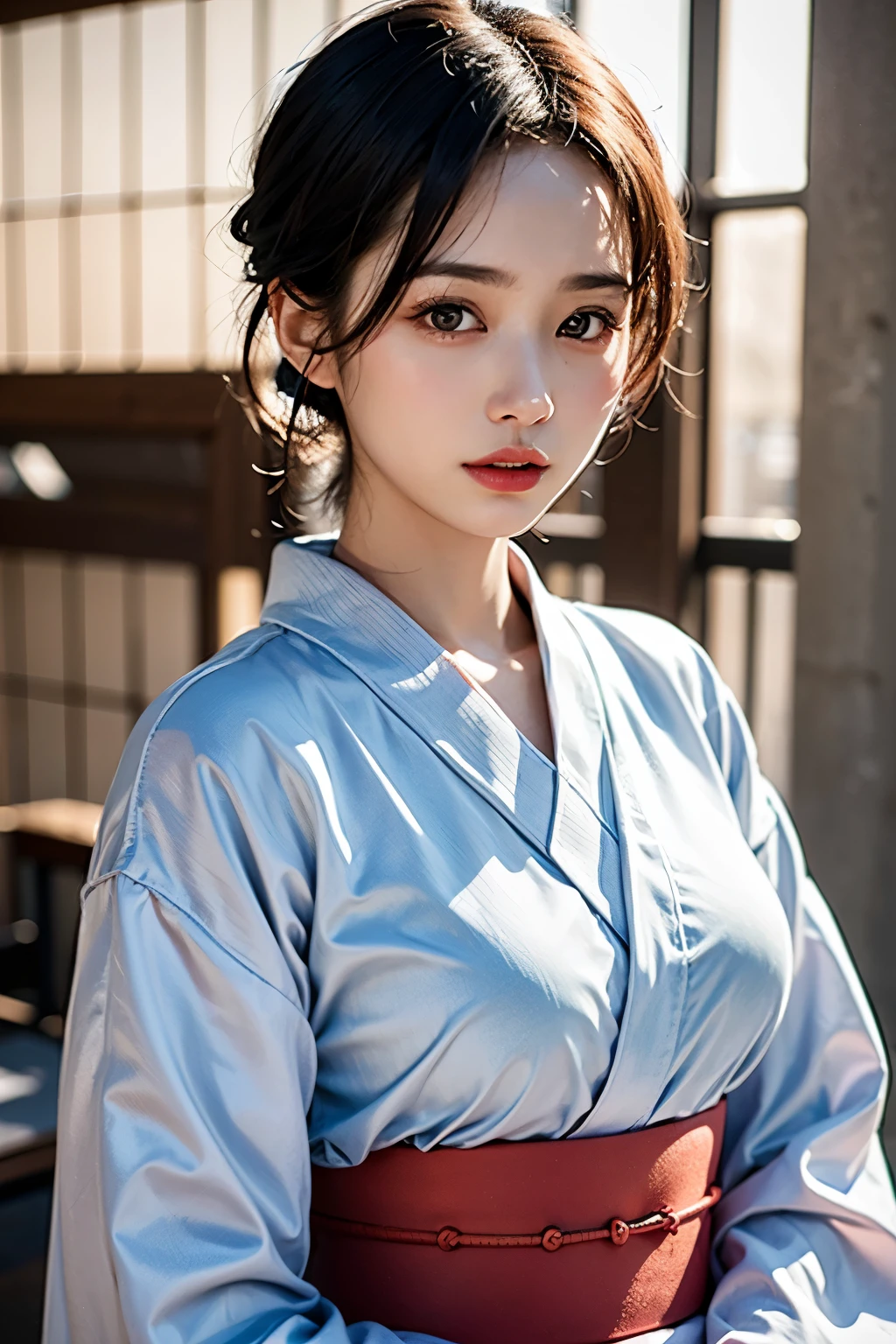 (1 nogizaka girl,teenager,raw photo,photo realistic:1.5),(best quality, high quality,HDR, highest quality,ultra high resolution,high resolution,high res,ultra high difinition,huge file size,8K,2K wallpaper,8K wallpaper,high quality texture,amazing,an extremely delicate:1.4),one girl, Japanese famous idol,beautiful face,small face,absurd,ridiculous,incredibly ridiculous,portrait,breasts close up,blurry background,(yukata,natural makeup:1.3),medium skin,beautiful skin,small head,black hair,silky hair,(Japanese eyes:1.3),black eyes,Japanese idol eyes,Japanese nose,(eyebrow:-0.5),(Light Particles, Lens Flare, Luminous Particles: 0.7),looking at viewer,bright lighting,professional lighting,girl