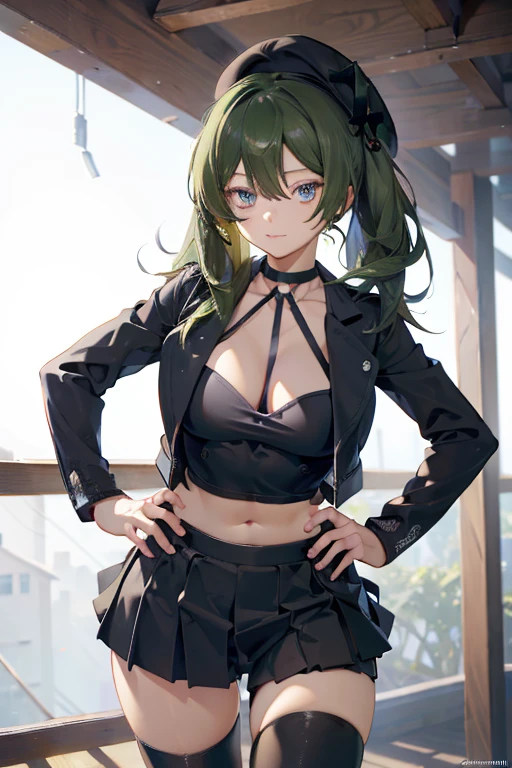 anime - style image of a woman in a emerald green leather jacket and miniskirt, seductive anime girl, photorealistic anime girl render, realistic anime 3 d style, smooth anime cg art, attractive anime girl, 3 d anime realistic, hyperrealistic schoolgirl, detailed digital anime art, digital anime art, beautiful alluring anime woman, realistic anime artstyle, photorealistic anime, medium shot, nude, large breast, voluptuous