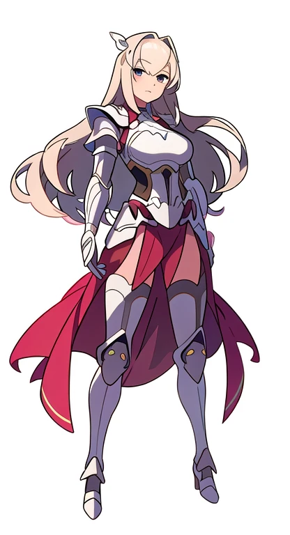 (((Best Quality))) , ((full body)), female, character design, solo, ( white background:1.3), holding staff, gauntlets, thigh high, side slit trench skirt, colorful outfit, bare arms, bareback, Bust Bodice, bare waist, standing, casual dress, bikini,