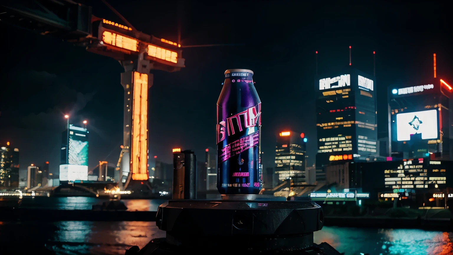 Energy drinks, cities, cyberpunk, neon shine, British style, high definition