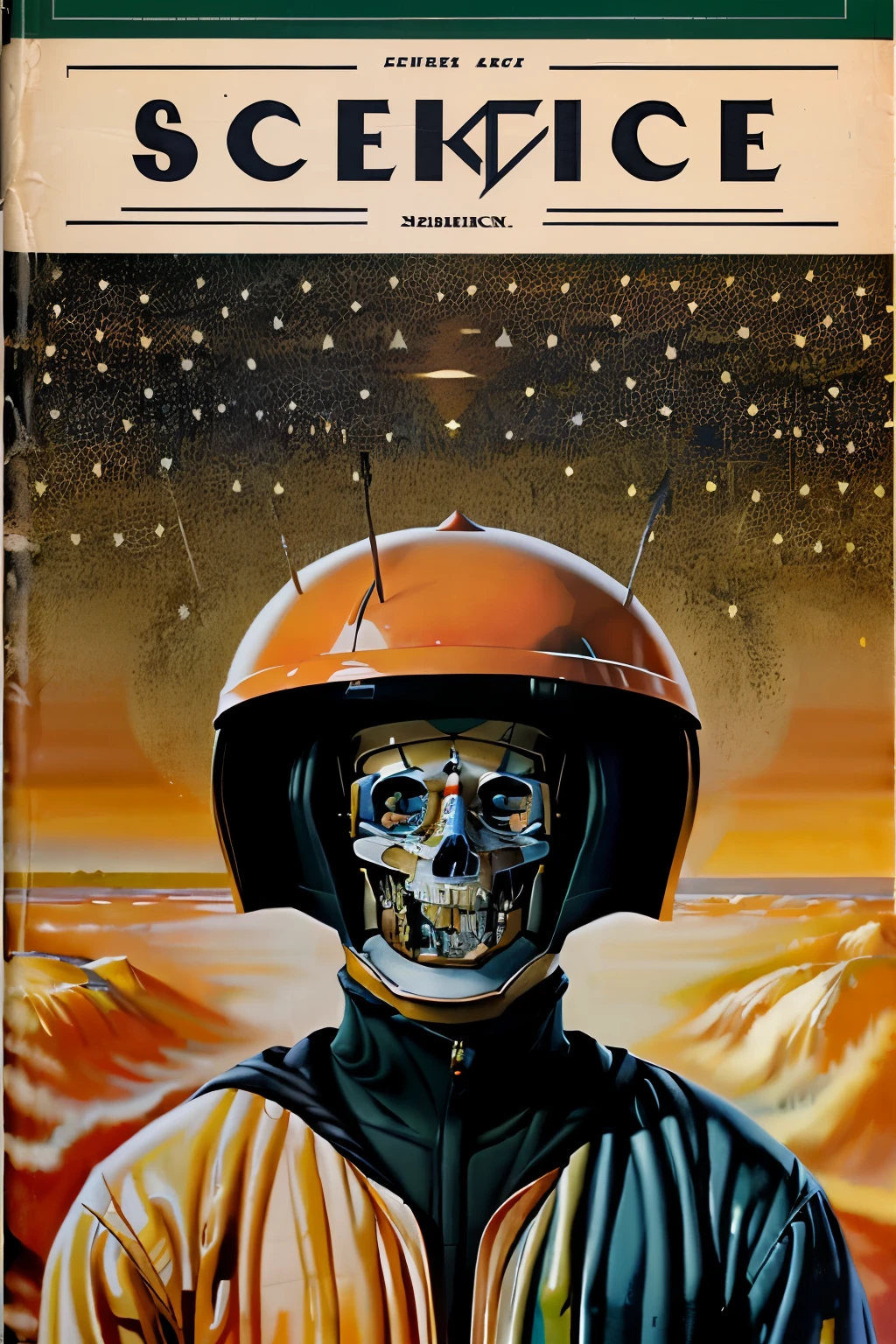 Illustration Realistic painting for the cover of a Science Fiction book in retro vintage 1950s style