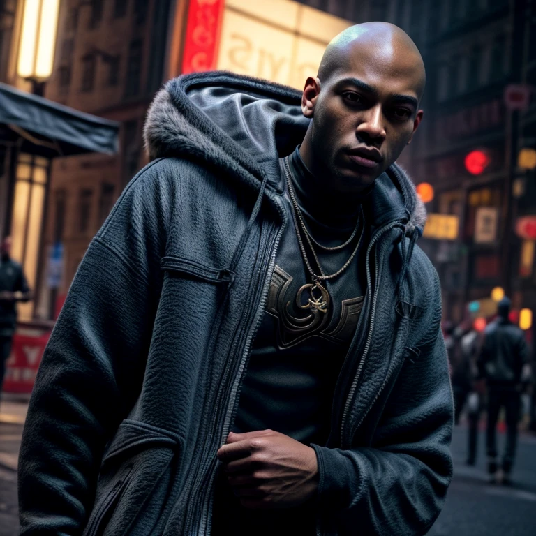 An crew film movie scene titled “Children of the scorn”, with men and women, group of people, more than one person,African American, shaved head, hip hop influenced, cinematic photo style, warriors, ninja inspired, carhartt style jackets, Son of Rhea Ripley, male, melanin skin tone, genetics, 50 Cent energy, Rhea Ripley energy, muscular, athletic, warriors of strength, confidence, honor, calm, competent, ambitious, naturally attractive, godly essence, eyes with auburn glow, long sleeve shirt, streetwear, divine presence, cancerian energy, Sagittarius energy, Libra energy, short hair, mini Afro, city outside, 4k photo, 8 k photo, high quality, art, luxurious city vibe, luxurious fleece jackets, movie project, NY