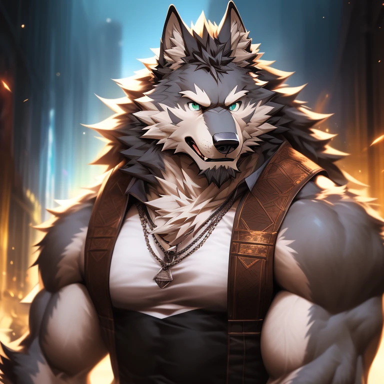 there is a photo of a furry animal running down the street, lobisomem musculoso, lobisomem sexy moral alta raiva, epic portrait of menacing, anthropomorphic wolf male, Fenrir, Warwick Santo, Retrato de um lobisomem, an anthropomorphic wolf, um lobo minotauro, lobisomem", anthropomorphic wolf, lobo peludo