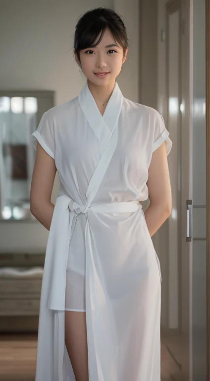 Arafed Asian woman in white dress posing for photo, dressed in beautiful white, fascinating and charming, youngsensualグラビアアイドル, ゴージャスなyoung韓国人女性, beautiful asian girl, sophisticated gravure idol, young、sensual、elegant, Lovely lady, V-chest open clothes, wearing white clothes, wearing a wet white short dress, asian girl