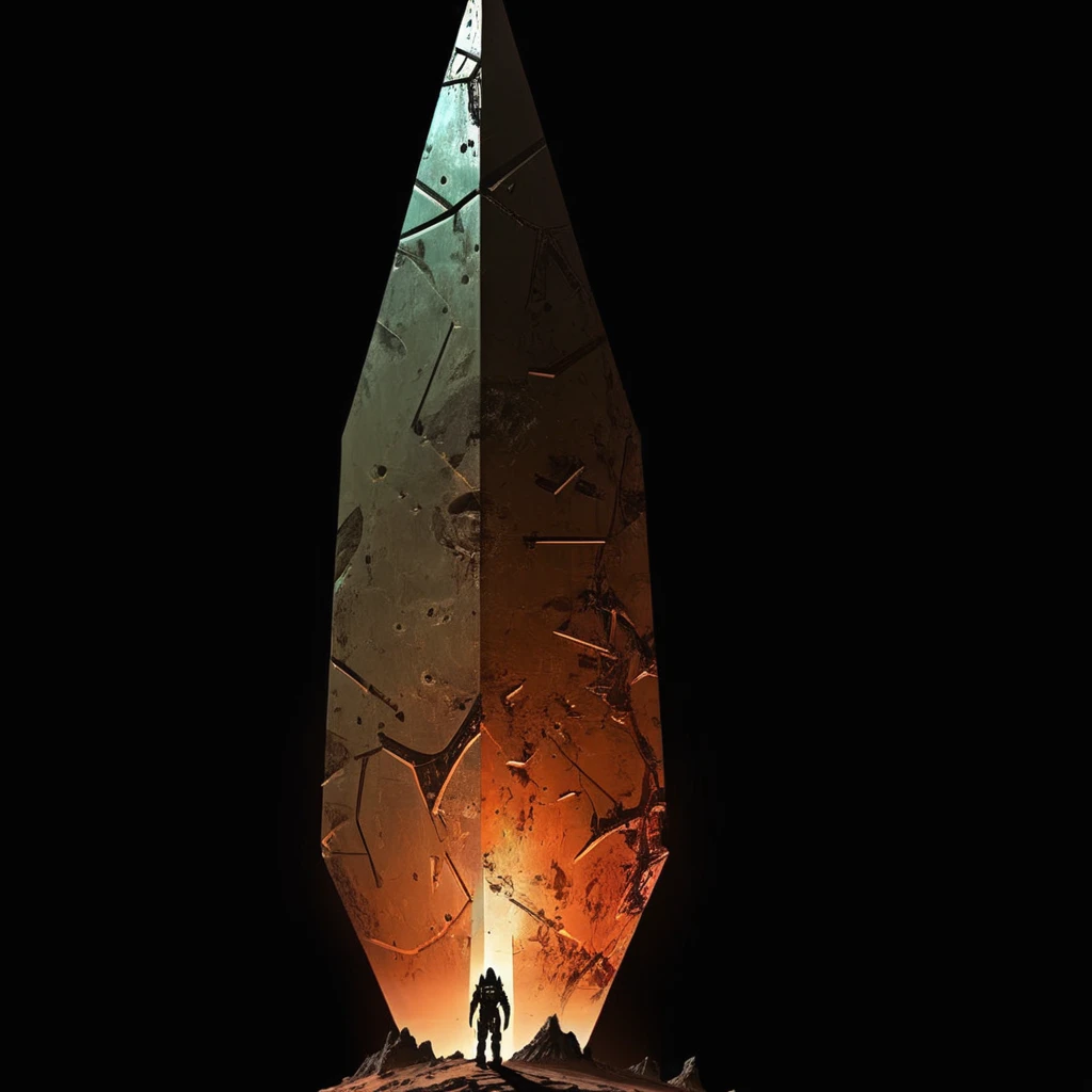 complex geometric shape, massive dead space Markers are enigmatic double-helix shaped obelisks of extraterrestrial origin, a massiving towering titan on a barren alien apocalyptic planet, bleak, cold, drab coloring, dead space video game aesthetics,