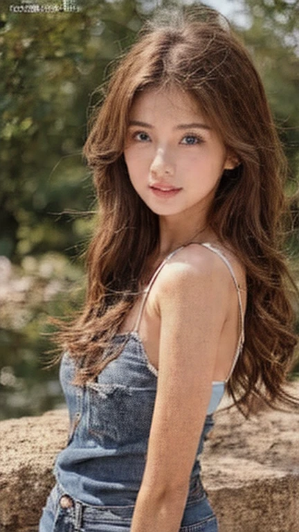 (highest quality, 32k, High resolution, masterpiece:1.2), Refreshing and clean picture art, beautiful japanese woman, full body shot, Shiny lemon yellow long hair, No hair ornament, hair swaying in the wind, asymmetrical bangs, thin eyebrows, big magic eyes, Moist dark eyes, Clear double eyelids, smooth soft skin, Attractive pink lips, natural makeup, gentle smile, colorful bikini, Detailed and perfect clavicle, High resolutionの美しい胸元, Slender body with plump breasts, High resolutionの美しい太もも, (The background is a field of sunflowers that stretches all the way to the horizon..:1.3), blue sky, White cloud, summer sunshine, professional lighting, professional photographer, professional model