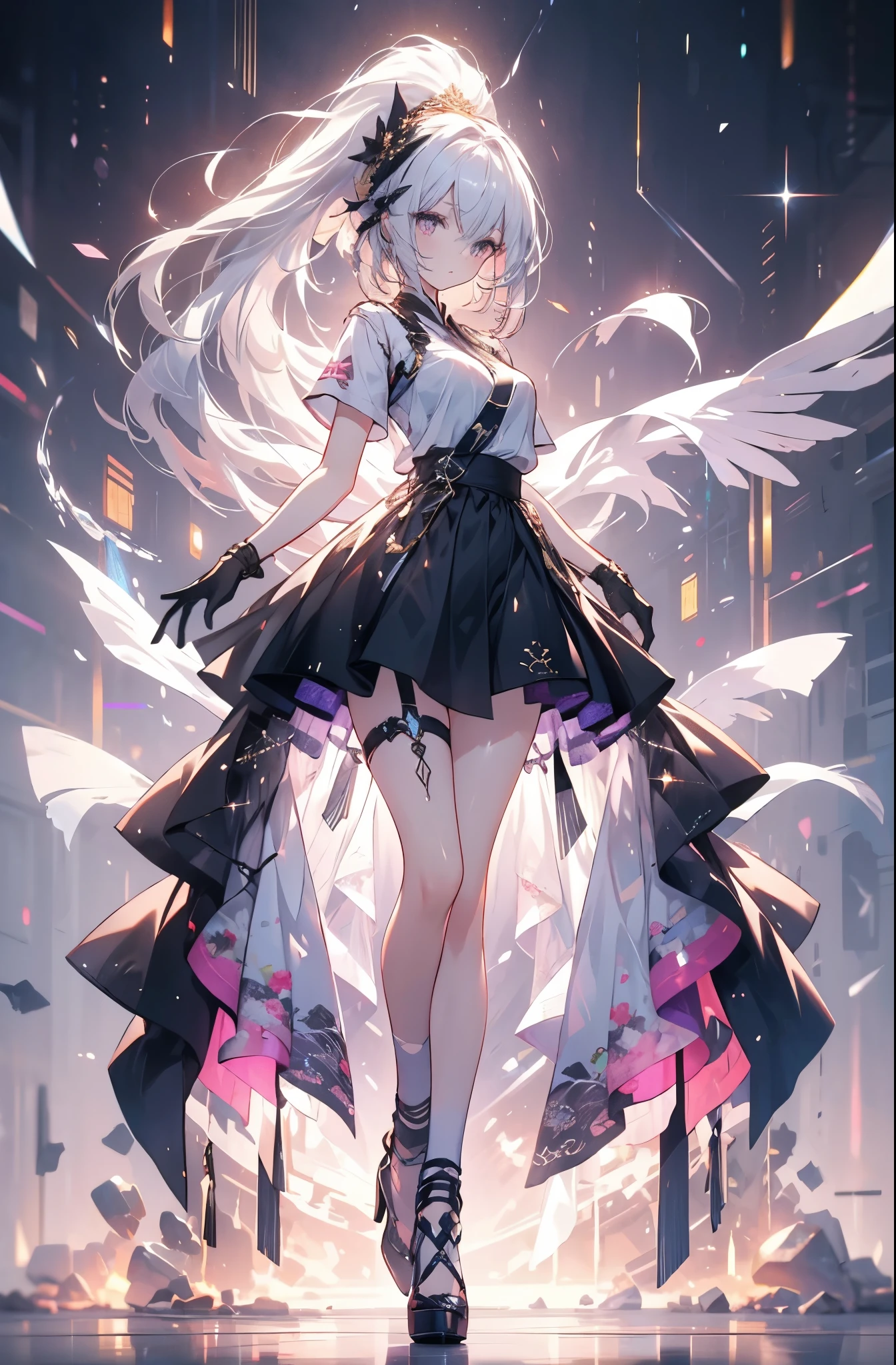 An illustration,masterpiece,girl,Bob Hair,Brown Hair,beautifuleye,Cleavage,Small breasts,(Sexy face),Cabaret Club,(VIP Room),hostess,Red backless dress,(Show me your back),(look back),Bare shoulders,((whole body:1.3)),((Black high heels:1.1)),茶色のeye,(small sparkly earrings),Close your mouth,{Depth of written border},(Particles of light:1.1).Photorealisticです、It is high resolution.、Gentle Light、1 Female、soloで、Hip Up、Glowing Skin、(A detailed face)、Hair with white waves、見る者を誘うeye、恋人eye線、inviting expression、Sexy smile、Perfection & Style、Perfect balance、Detailed skin、Naughty conflicts、I can see your chest、showing her：1.2、showing her：1.2、Horizontal feet、（At 32K、Live Shooting、Highest quality、workmanship：1.2)、(Spreading her legs wide、Spread your legs wide)、(Long twin tails)、Viewers are watching、前からeye線、Bullish、Erotic、Light blue bra、White skin、knees、(Beige pantyhose)、Absurd、Small Face、Bangs from center to center、The forehead is visible、(Embarrassed、skinny、)、workmanship、Highest quality、Ultra-high resolution、beautiful、beautiful、There is only one person、solo、Full Body、cute、Japanese women、Are standing、 （Photorealistic：1.37）、Photon interpretation、Realism、Young face、ブラウンeye、Black socks、(Red bow tie)、Radio City、Physical-based manners are cute、Maebo、Depth of written boundary、Body、Beautiful feet、Beautiful long legs、Slim legs、Tie your hair in one strand on your chest、(I can see the bangs)、lips、Blue_eye、Nose Soft、 (Shui Color)Shirt)、(Navy, blue and white checkered pleated skirt)、kneesが見える、Peaches、Black cotton socks、Nogizaka Idol、actress、Japanese Idols、Slender girl、whole body写真、Super Definition、Black short socks、White Lace Socks Short、At 32K, (((Wonderful))), (((Highest quality))), ((Ultra-detailed)), (((((Big yellow ribbon in hair)))))、((( Headband))))、(((Cat ear)))、((((( Knee-high socks)))))、((((kneesを曲げる))))、((((Open Leg)))))、 (((Maid uniform)))、((((Thin chest))))、(((whole body像)))、(((He wears black platform short boots )))、(((( 1人のgirl))))、(((((Thin chest)))))、((Delicate and beautiful))、((((20歳のgirl))))、(((A smile is a lovely expression))))、 ((((Ruffled uniforms))))、((((White blouse))))、(((Very thin eyebrows)))、((((Ash Brown Twin Tails Hair)) ))、beautifulbeautifuleye、Long eyelashes、(((((Serving)))))、(((Pink clothes)))、(((Red ribbon tie))))、((Light blue small lace panties)) 、(((2 elongated legs)))、(((((Less exposed skin)))))、(((clear)))、((((Sit on the sofa))))、 (((((Slender waist))))、(((Very small hips)))、(((Pleated skirt with grey tan check))))、(((()))))、上eye、、Studio Light、((((Landmine makeup)))
